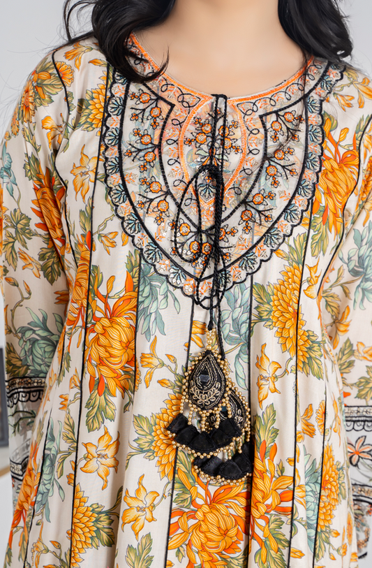 3 piece suit embroided neck