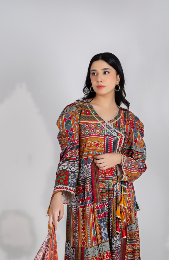 3 piece suit Lawn jhorjhat dupatta