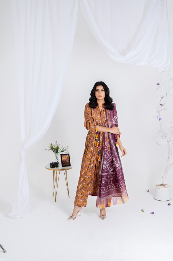 3 piece lawn suit with geogertte dupatta