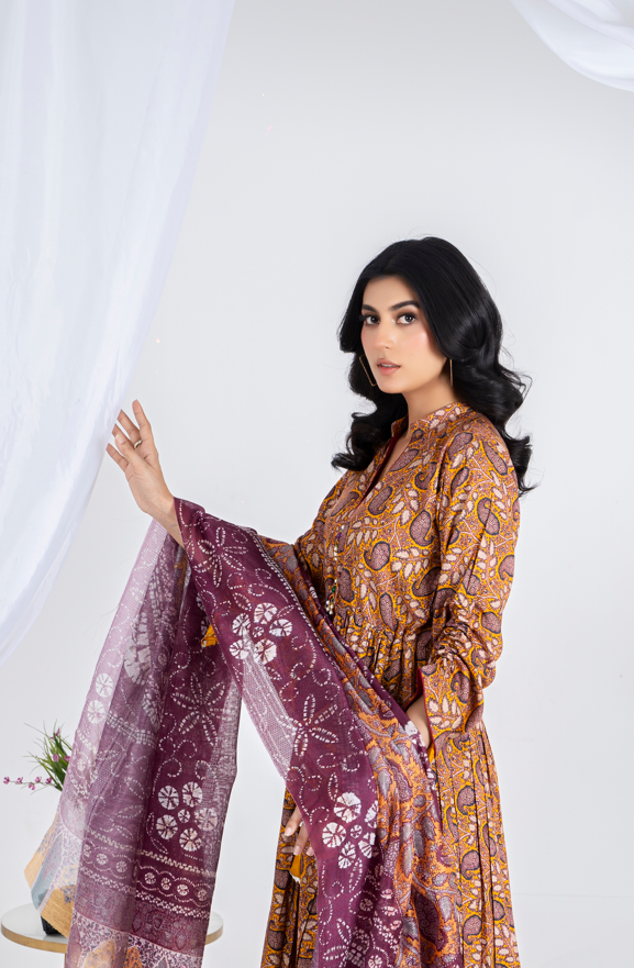 3 piece lawn suit with geogertte dupatta