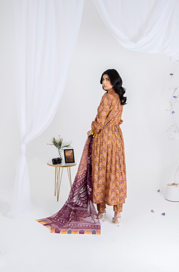 3 piece lawn suit with geogertte dupatta