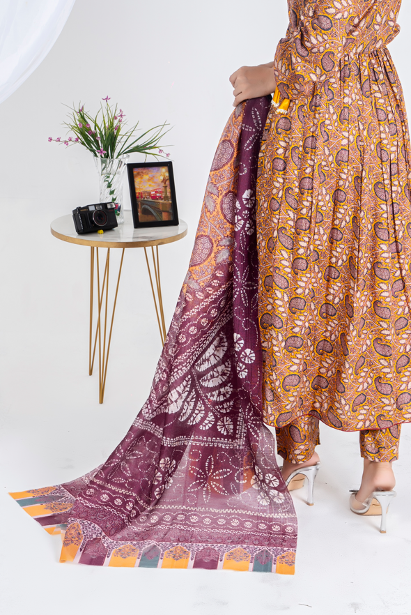 3 piece lawn suit with geogertte dupatta