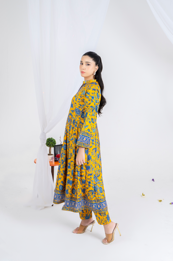 3 piece suit embroidered with geogrette dupatta