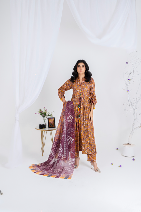 3 piece lawn suit with geogertte dupatta
