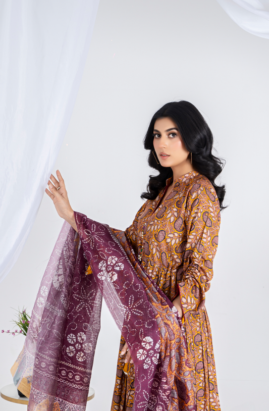 3 piece lawn suit with geogertte dupatta